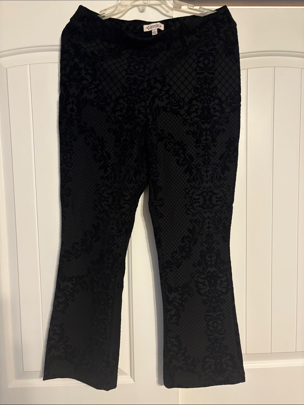 Nanette Lepore Black Velvet Burnout Flare Pants